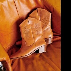 Sézane Penelope leather cowboy boots brown size FR 38 / US 7